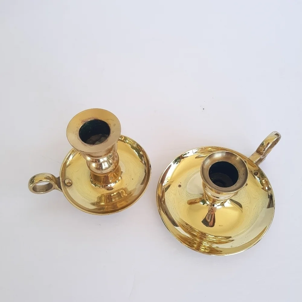 Vintage Brass Candlesticks Pair Set of 2